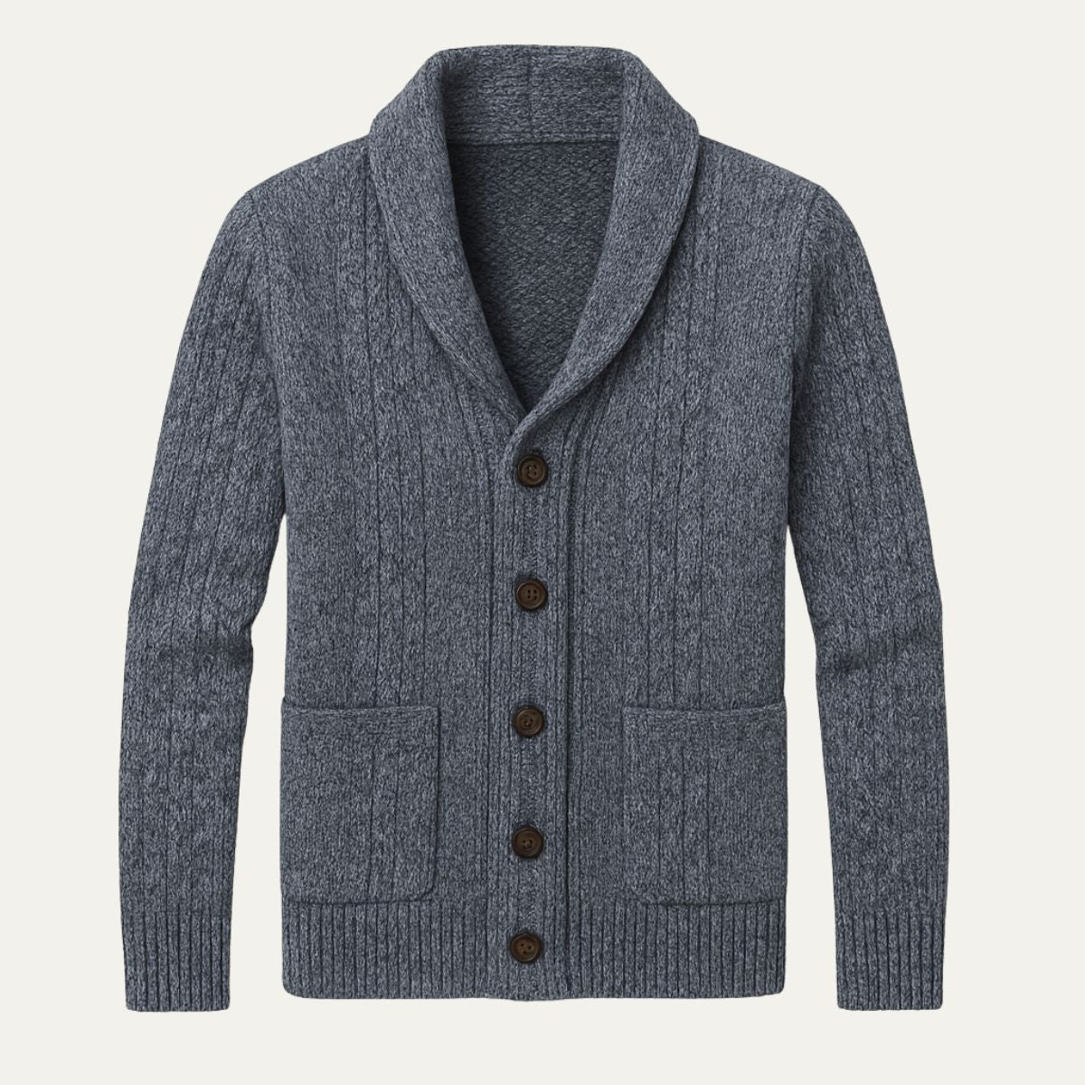 Kabelstickad kofta med sjalkrage för herrar-Cardigan for men-Fjallbarn