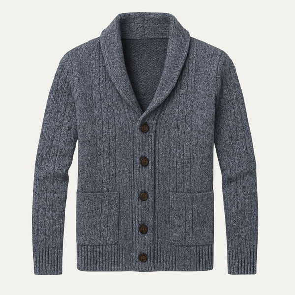 Kabelstickad kofta med sjalkrage för herrar-Cardigan for men-Fjallbarn