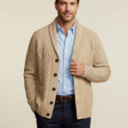 Kabelstickad kofta med sjalkrage för herrar-Cardigan for men-Fjallbarn