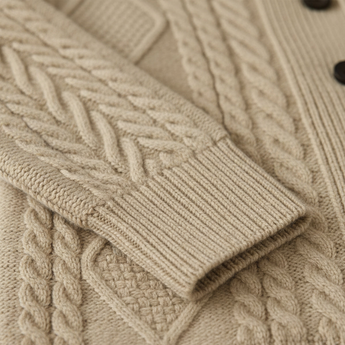 Kabelstickad kofta med sjalkrage för herrar-Cardigan for men-Fjallbarn