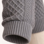 Kabelstickad tröja med kvartsknappning för herrar-Sweaters for men-Fjallbarn