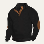 Kabelstickad tröja med kvartsknappning för herrar-Sweaters for men-Fjallbarn