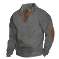 Kabelstickad tröja med kvartsknappning för herrar-Sweaters for men-Fjallbarn