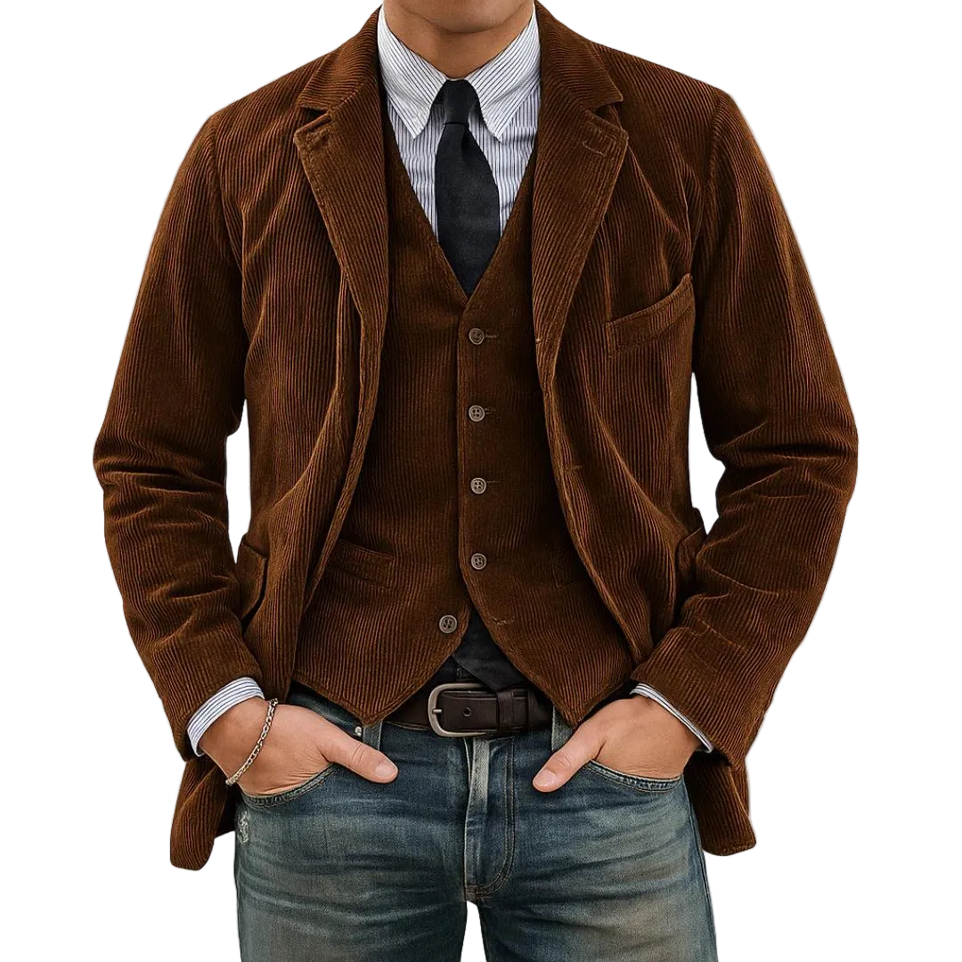 Kavaj för Herr med väst och knäppning fram-sets for Men-Fjallbarn