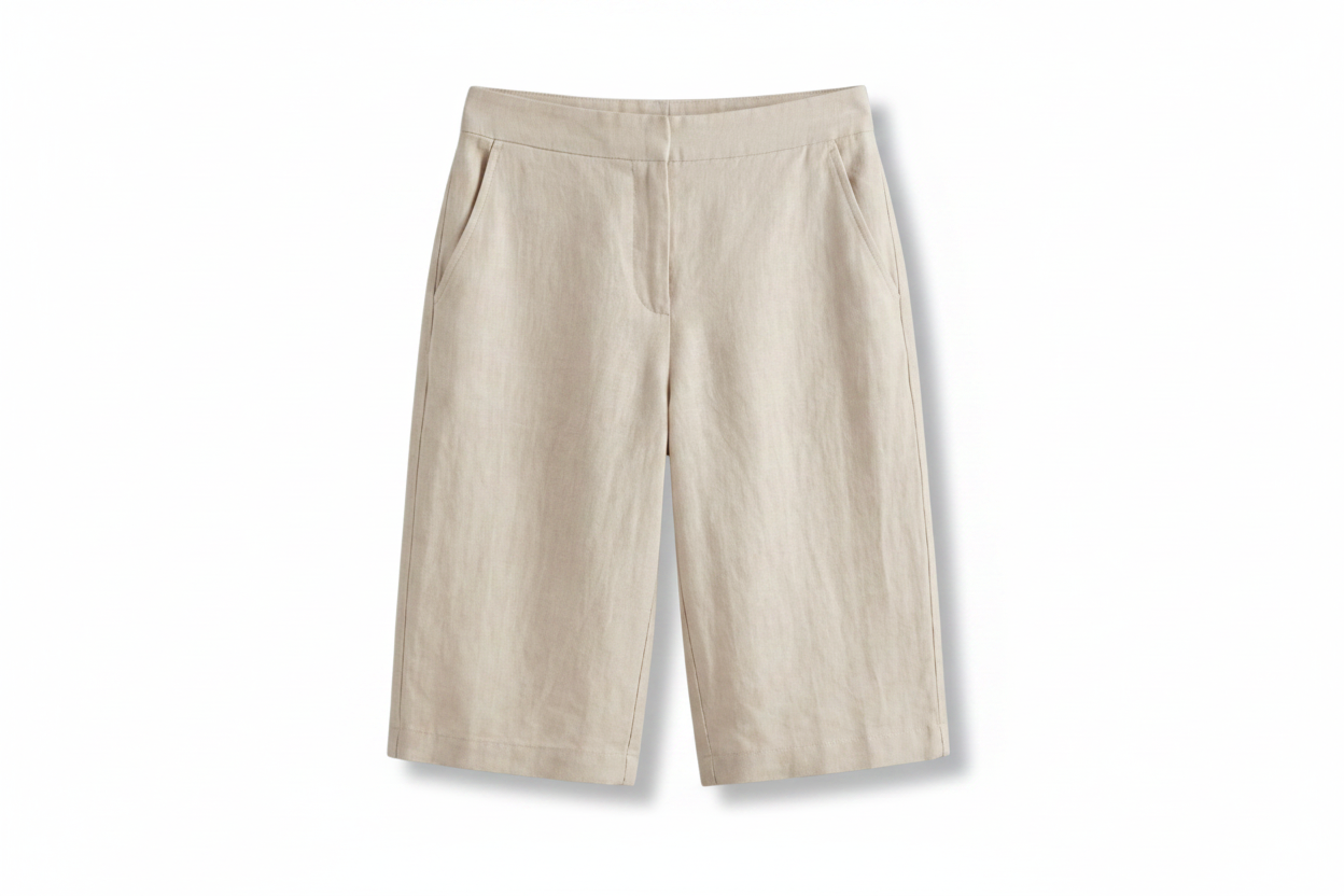 Knälånga shorts med hög midja och snedställda fickor för dam-Shorts for women-Fjallbarn