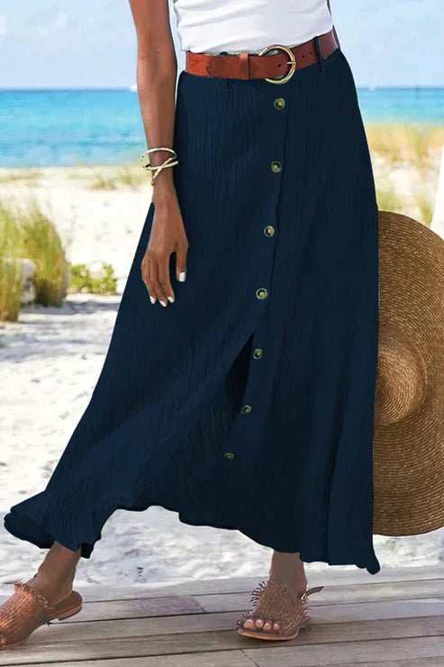 Knäppt maxikjol med hög midja för dam-Skirt for women-Fjallbarn