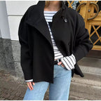 Kort damjacka med ståkrage och knäppning-Jacket for women-Fjallbarn