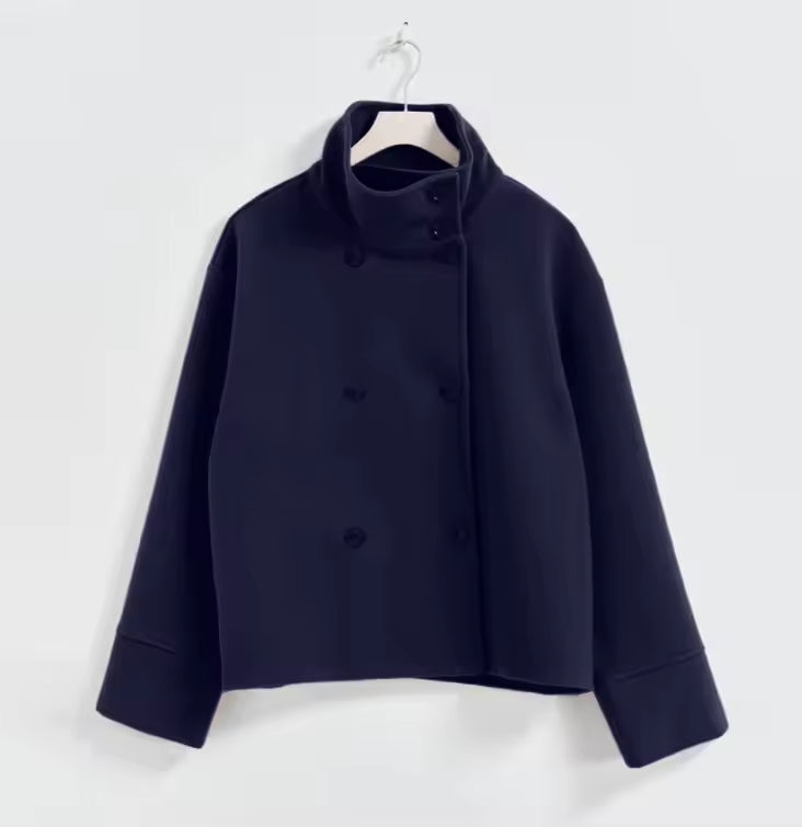 Kort damjacka med ståkrage och knäppning-Jacket for women-Fjallbarn
