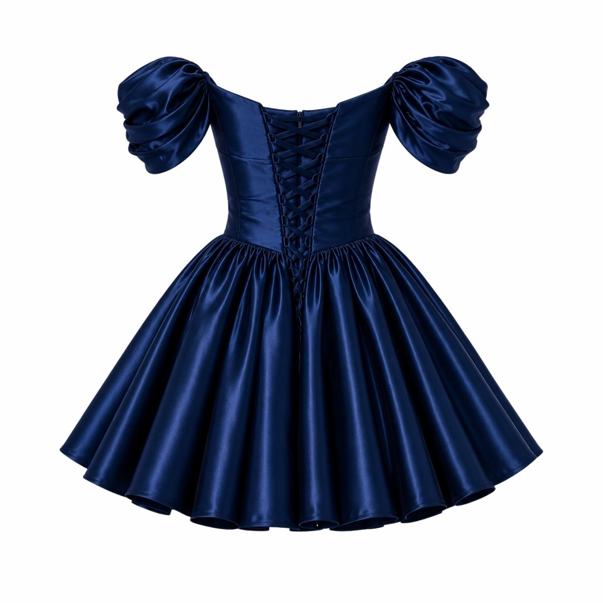 Kort satinklänning med bara axlar för dam-Mini Dress-Fjallbarn