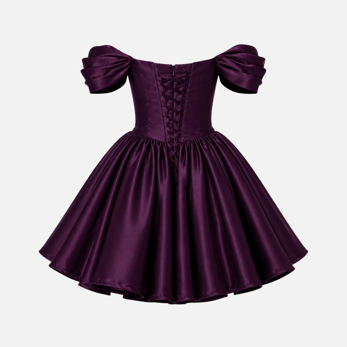 Kort satinklänning med bara axlar för dam-Mini Dress-Fjallbarn