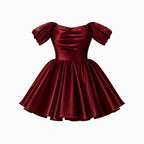 Kort satinklänning med bara axlar för dam-Mini Dress-Fjallbarn