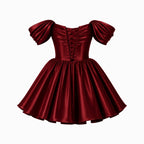 Kort satinklänning med bara axlar för dam-Mini Dress-Fjallbarn