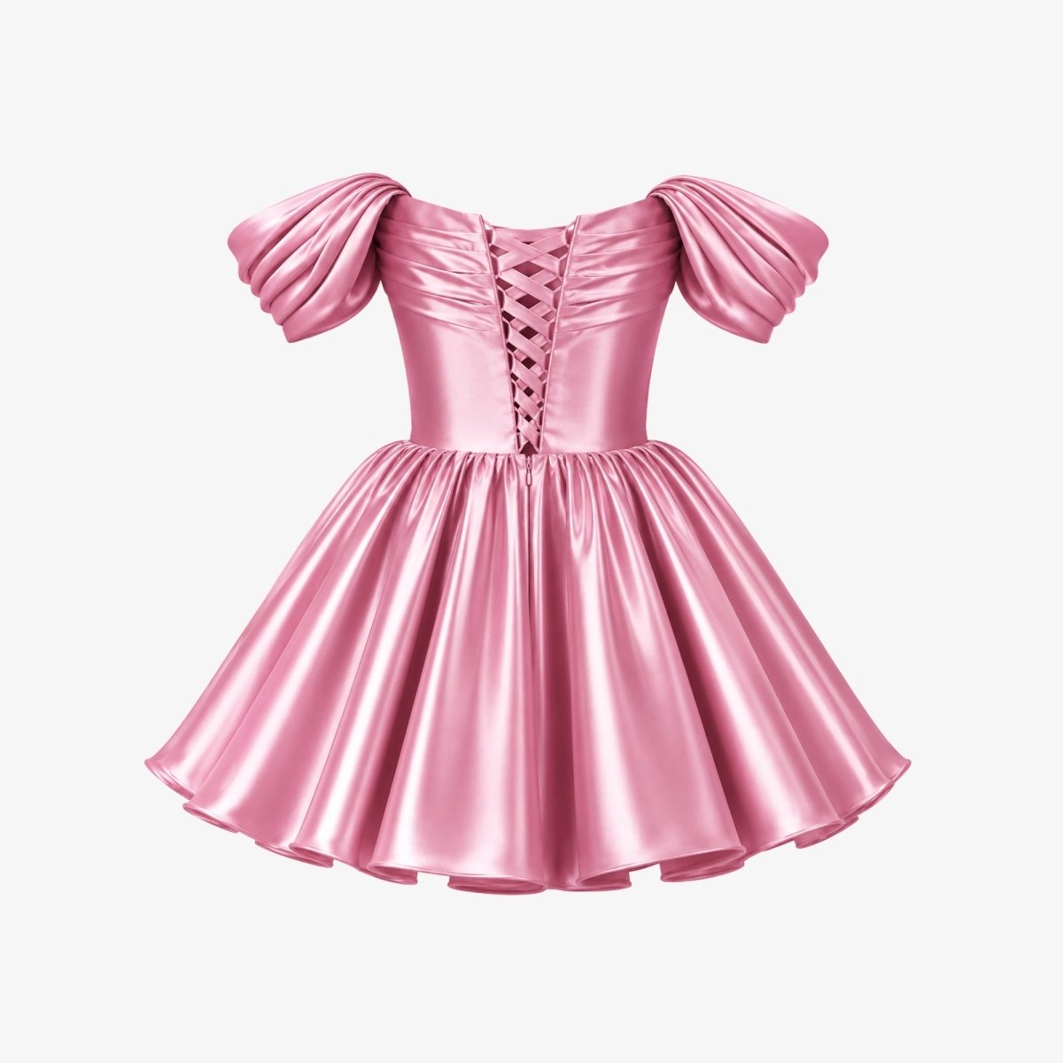 Kort satinklänning med bara axlar för dam-Mini Dress-Fjallbarn