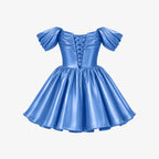 Kort satinklänning med bara axlar för dam-Mini Dress-Fjallbarn
