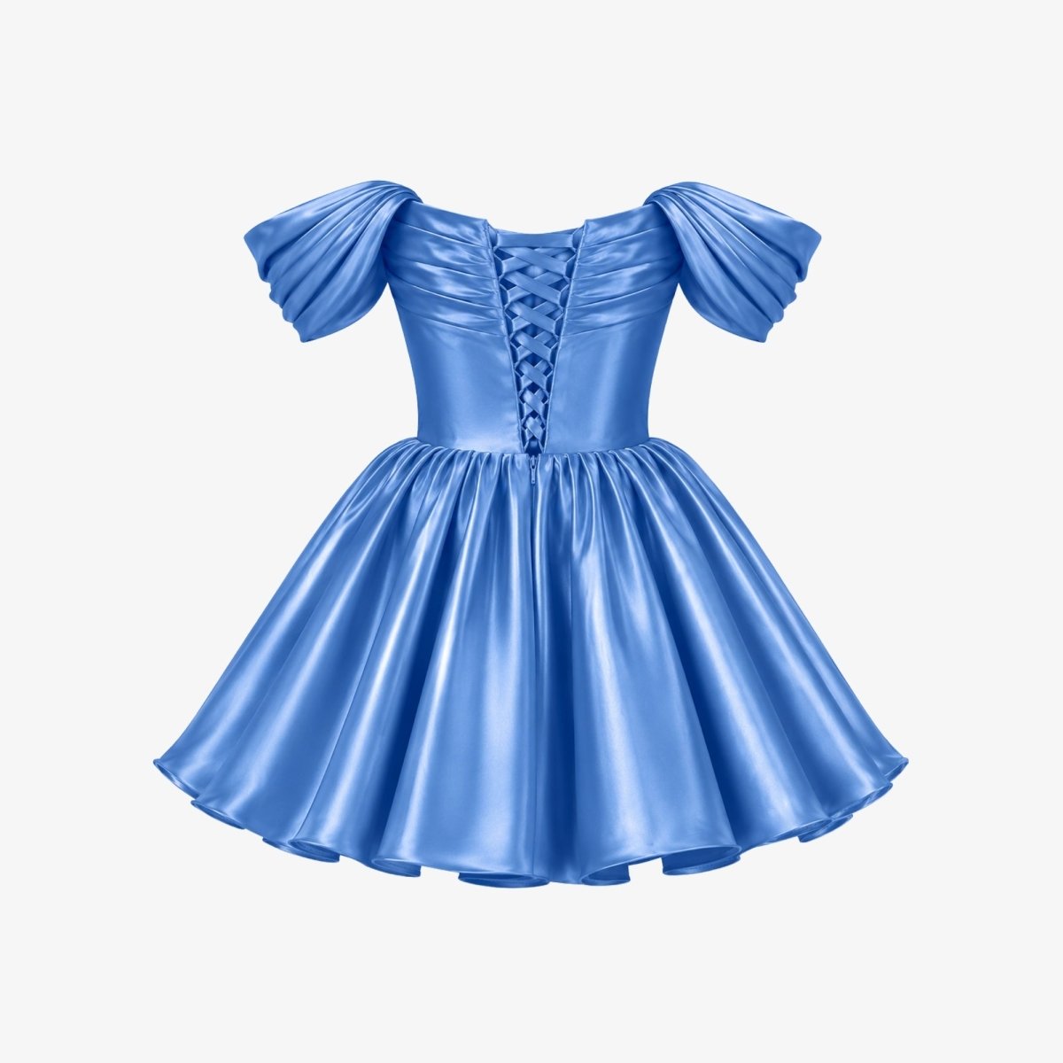 Kort satinklänning med bara axlar för dam-Mini Dress-Fjallbarn
