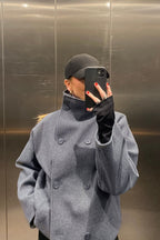 Kort skepparkavaj i ullblandning för dam-Coats for women-Fjallbarn