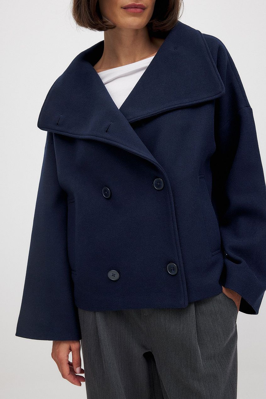 Kort skepparkavaj i ullblandning för dam-Coats for women-Fjallbarn