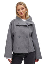 Kort skepparkavaj i ullblandning för dam-Coats for women-Fjallbarn