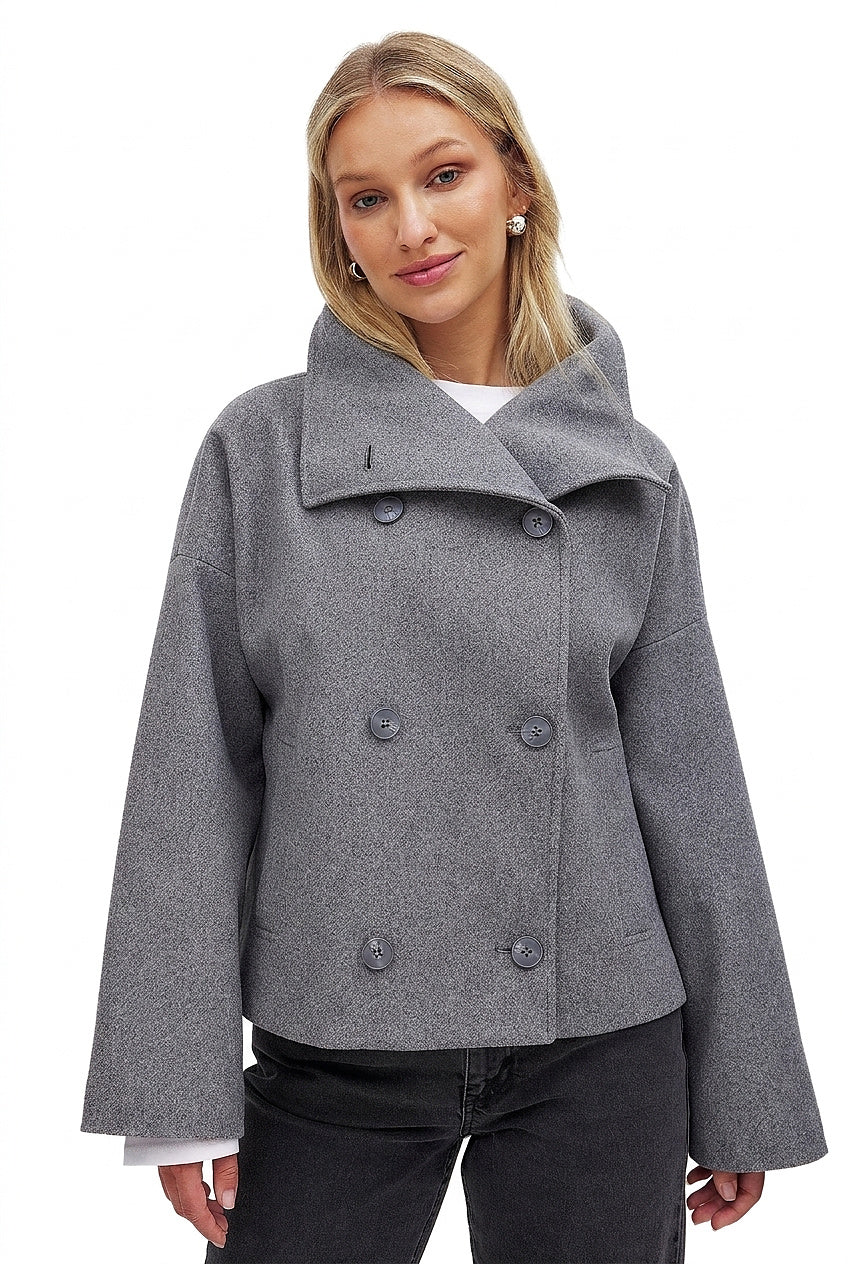 Kort skepparkavaj i ullblandning för dam-Coats for women-Fjallbarn
