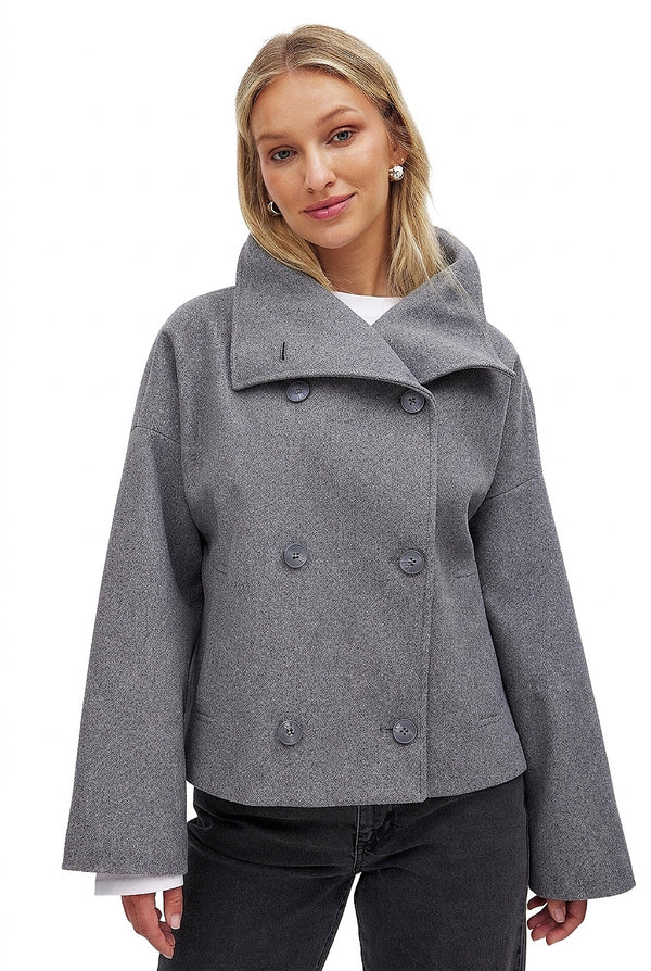Kort skepparkavaj i ullblandning för dam-Coats for women-Fjallbarn