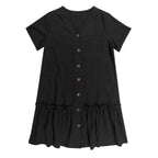 Kort skjortklänning med knappar för dam-Mini Dress-Fjallbarn