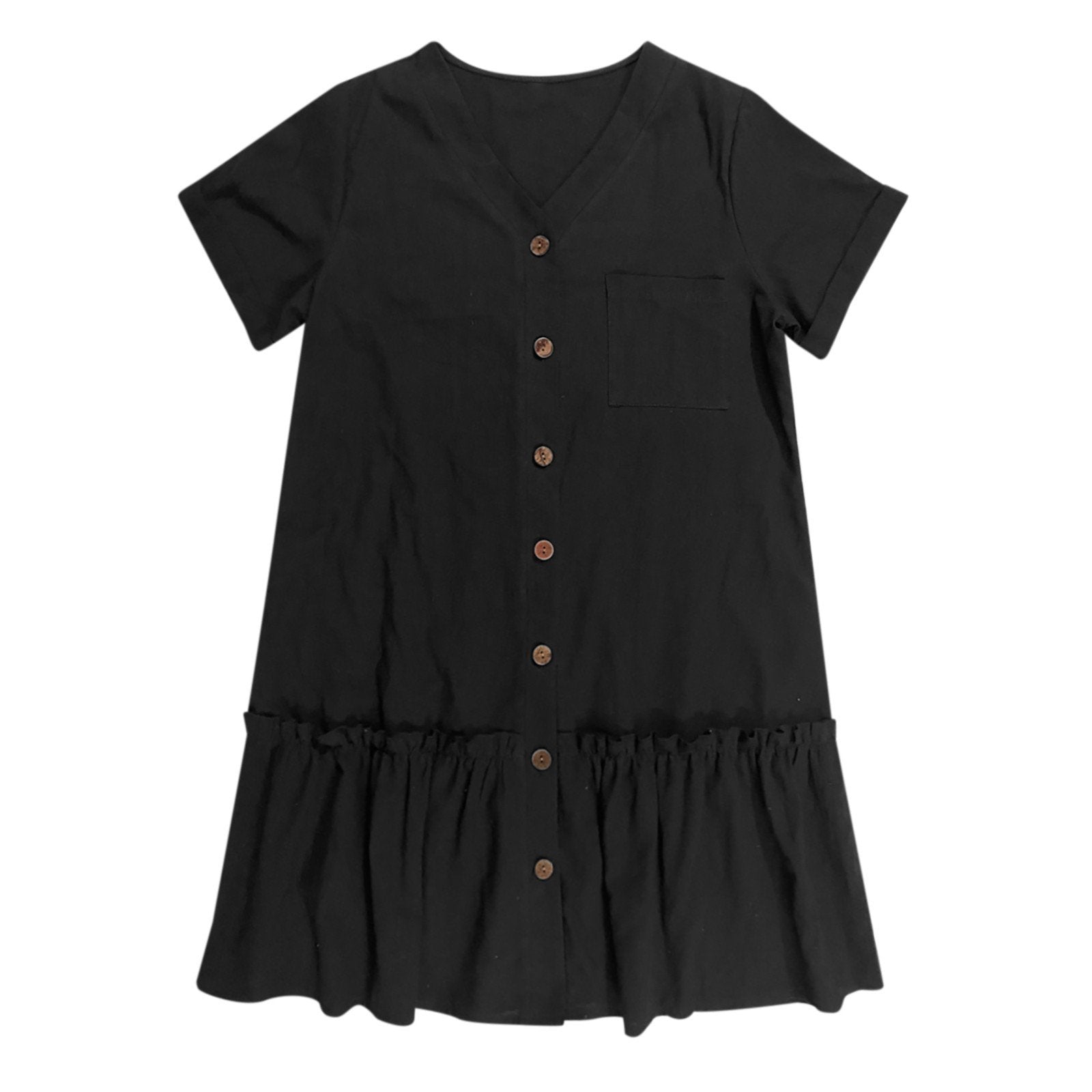 Kort skjortklänning med knappar för dam-Mini Dress-Fjallbarn
