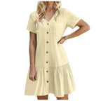 Kort skjortklänning med knappar för dam-Mini Dress-Fjallbarn
