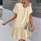 Kort skjortklänning med knappar för dam-Mini Dress-Fjallbarn