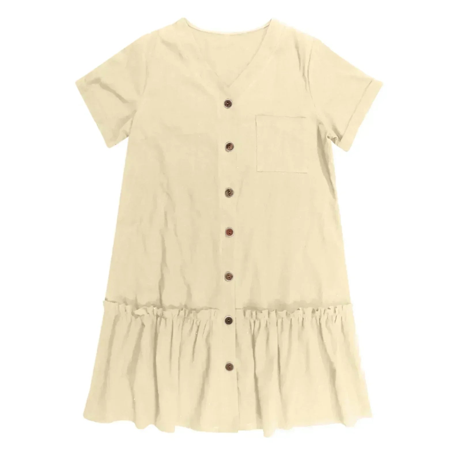 Kort skjortklänning med knappar för dam-Mini Dress-Fjallbarn