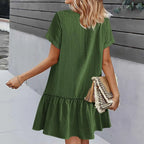 Kort skjortklänning med knappar för dam-Mini Dress-Fjallbarn