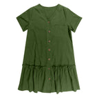 Kort skjortklänning med knappar för dam-Mini Dress-Fjallbarn