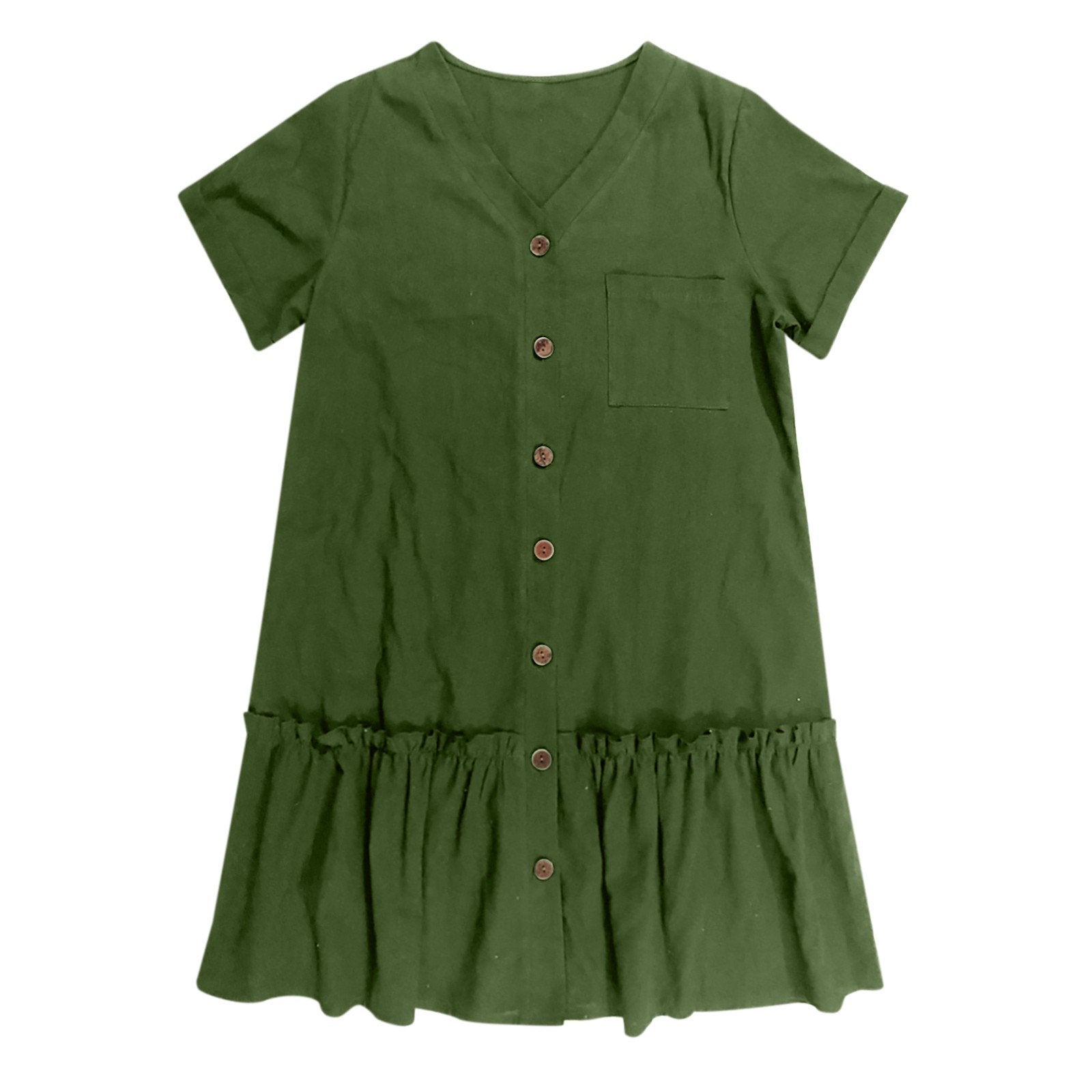 Kort skjortklänning med knappar för dam-Mini Dress-Fjallbarn