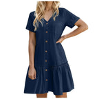 Kort skjortklänning med knappar för dam-Mini Dress-Fjallbarn