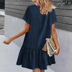 Kort skjortklänning med knappar för dam-Mini Dress-Fjallbarn