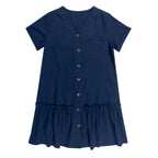 Kort skjortklänning med knappar för dam-Mini Dress-Fjallbarn