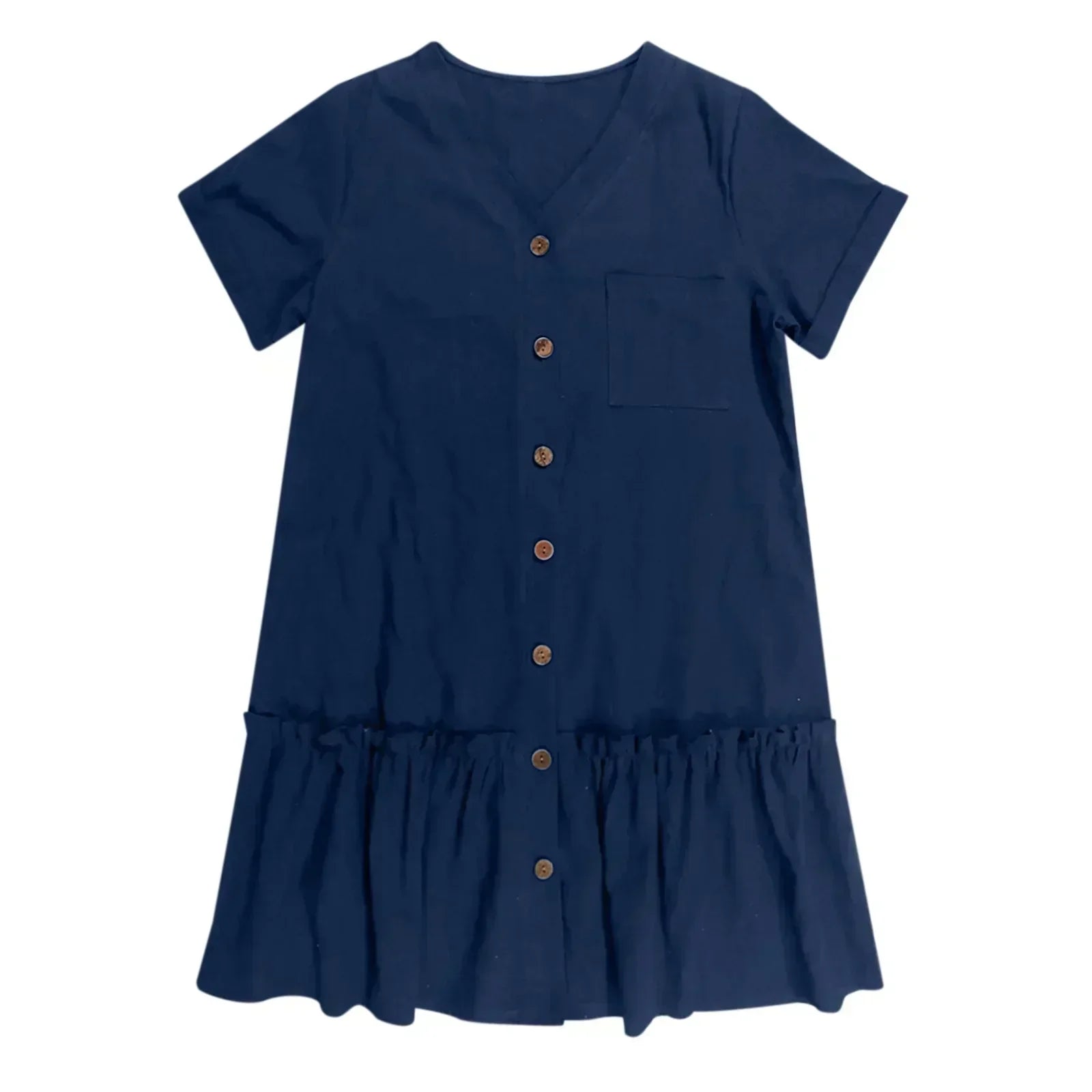 Kort skjortklänning med knappar för dam-Mini Dress-Fjallbarn