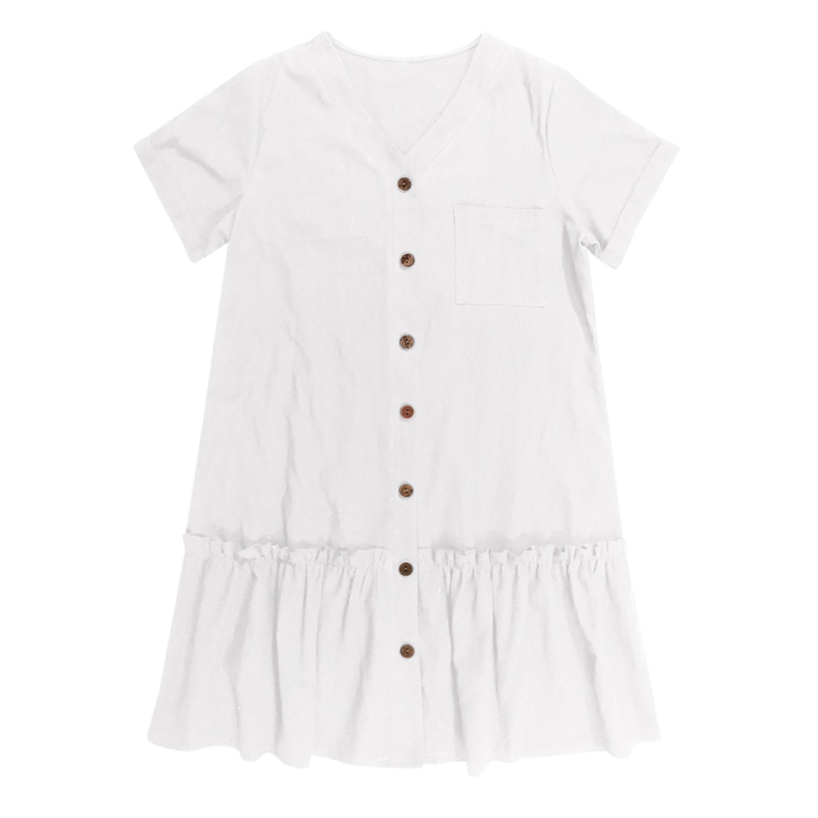Kort skjortklänning med knappar för dam-Mini Dress-Fjallbarn