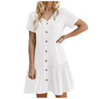 Kort skjortklänning med knappar för dam-Mini Dress-Fjallbarn