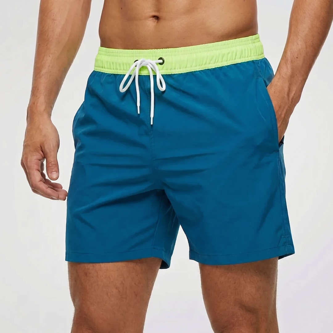 Korta badshorts för herr med kontrasterande midjeband-Swimwear for men-Fjallbarn
