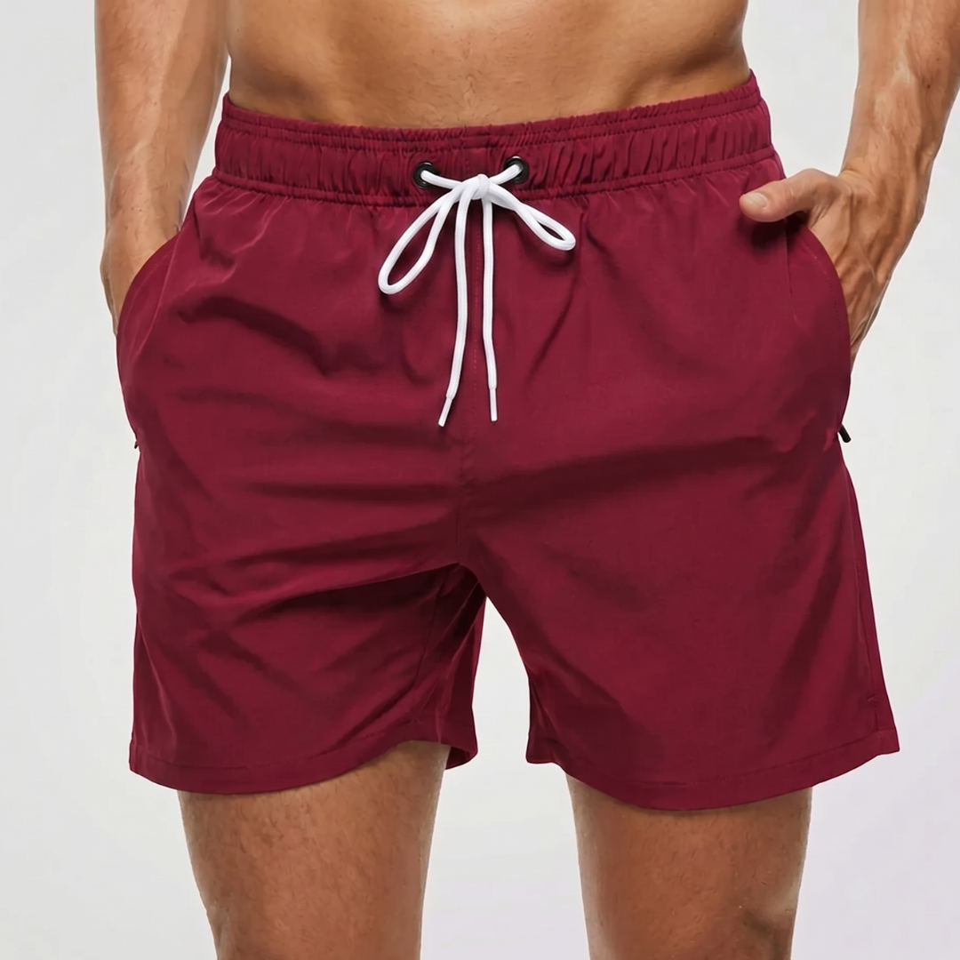 Korta badshorts för herr med kontrasterande midjeband-Swimwear for men-Fjallbarn