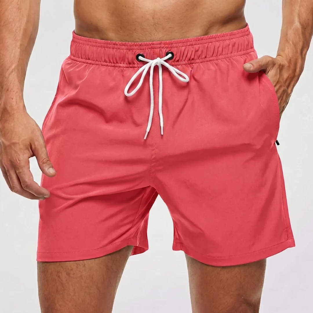 Korta badshorts för herr med kontrasterande midjeband-Swimwear for men-Fjallbarn