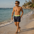 Korta badshorts för herr med kontrasterande midjeband-Swimwear for men-Fjallbarn