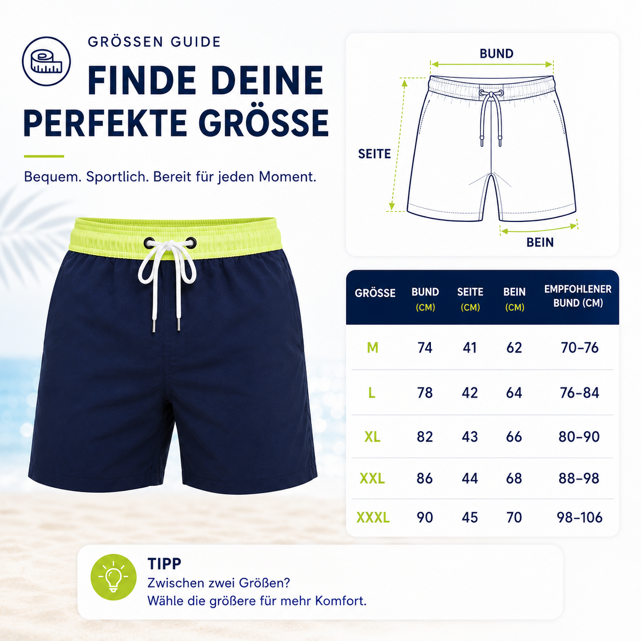 Korta badshorts för herr med kontrasterande midjeband-Swimwear for men-Fjallbarn