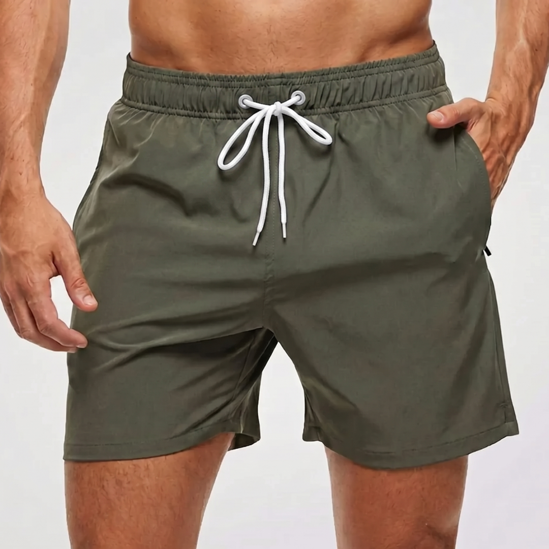 Korta badshorts för herr med kontrasterande midjeband-Swimwear for men-Fjallbarn