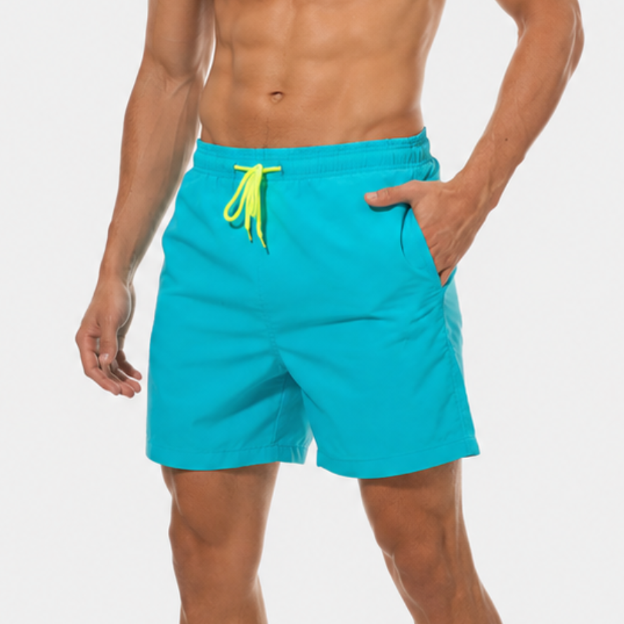 Korta badshorts för herr med kontrasterande midjeband-Swimwear for men-Fjallbarn