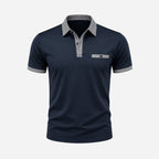 Kortärmad pikétröja för herr med mönstrade detaljer-Shirts for men-Fjallbarn