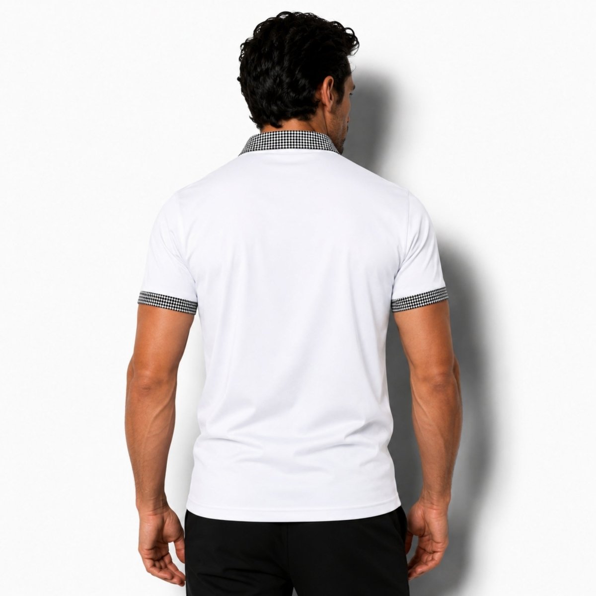 Kortärmad pikétröja för herr med mönstrade detaljer-Shirts for men-Fjallbarn
