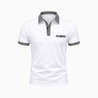 Kortärmad pikétröja för herr med mönstrade detaljer-Shirts for men-Fjallbarn