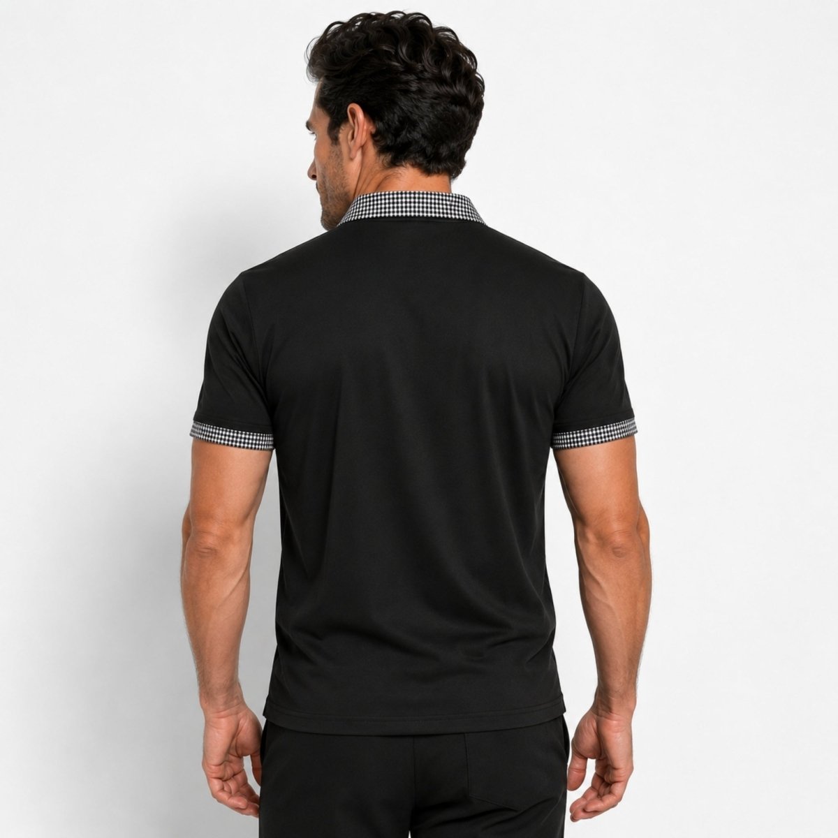 Kortärmad pikétröja för herr med mönstrade detaljer-Shirts for men-Fjallbarn