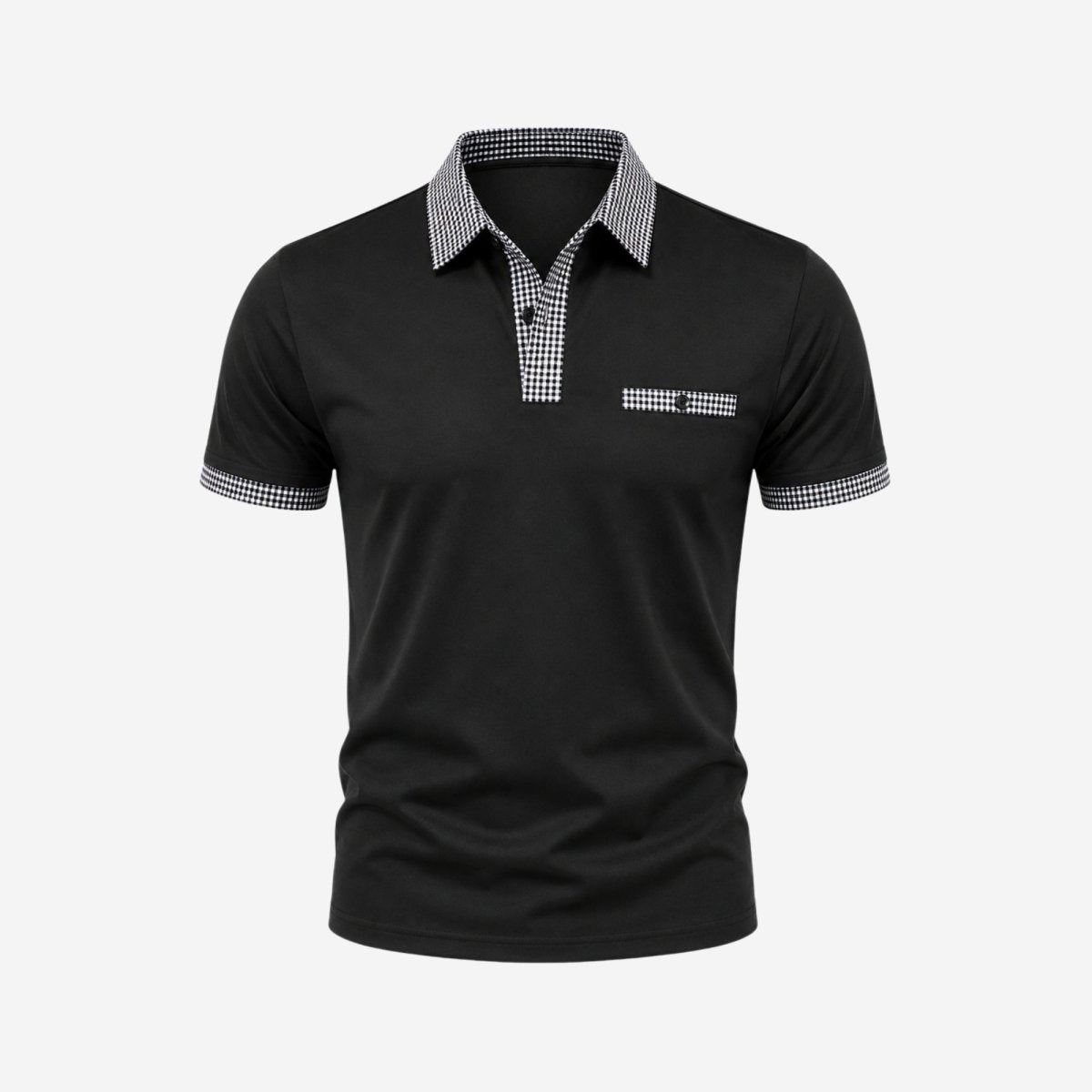 Kortärmad pikétröja för herr med mönstrade detaljer-Shirts for men-Fjallbarn